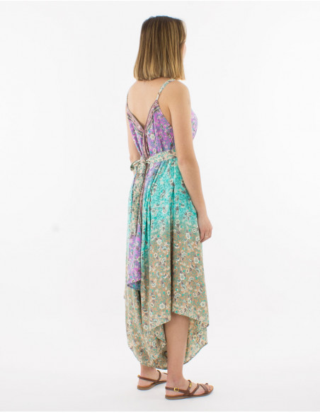 Silver print polyester long jumpsuit