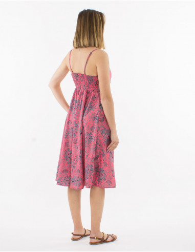 Short sari print polyester strapless dress