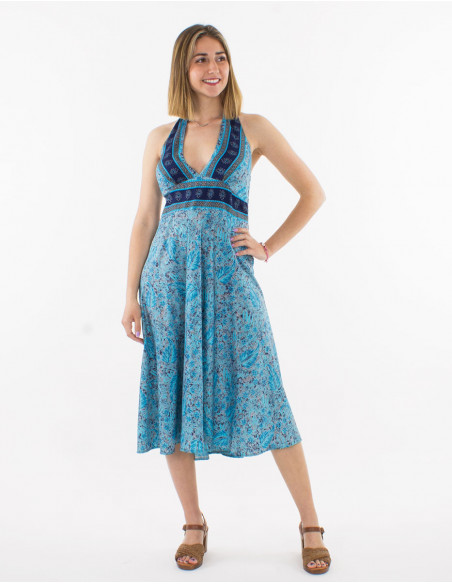 Short sari print polyester dress