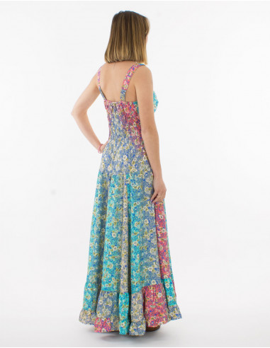 Robe longue polyester imprimé argenté