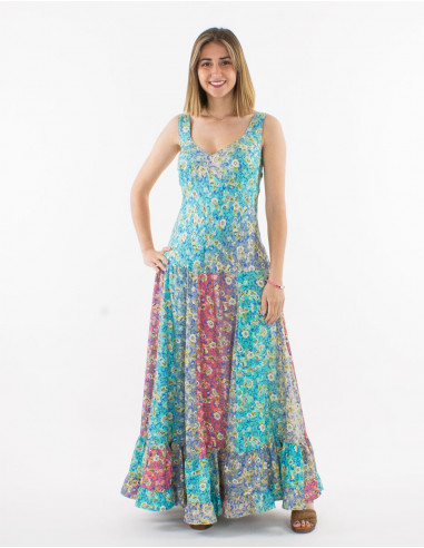 Robe longue polyester imprimé argenté