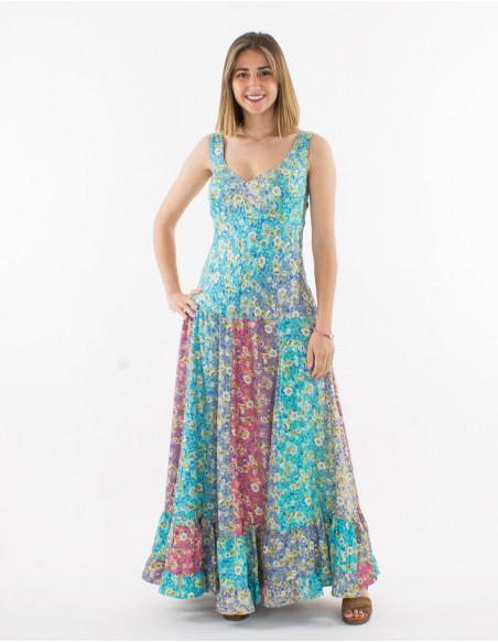 Robe longue polyester imprimé argenté