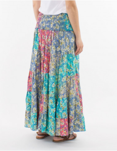 Jupe longue polyester imprimé argenté