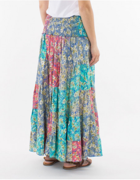 Jupe longue polyester imprimé argenté