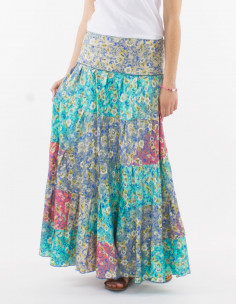 Jupe longue polyester imprimé argenté 2