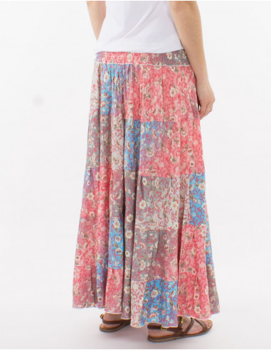 Jupe longue polyester imprimé argenté