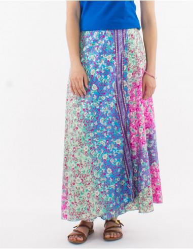 Jupe longue polyester portefeuille imprimé argenté