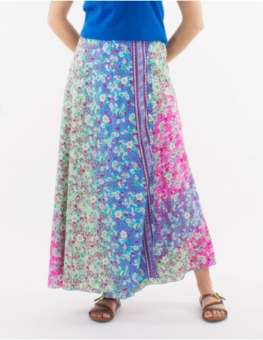 Jupe longue polyester portefeuille imprimé argenté