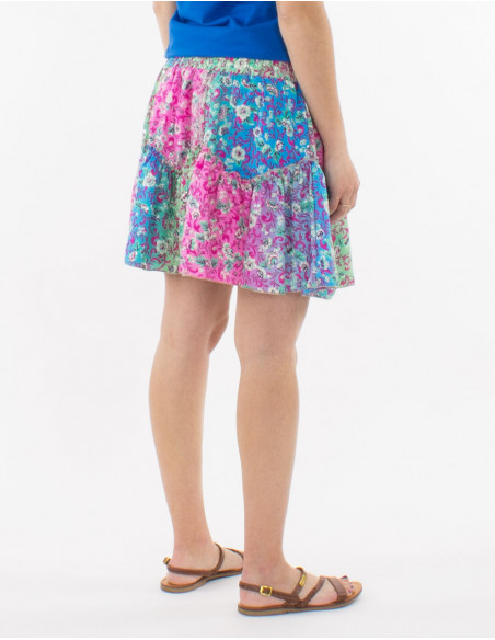 Jupe courte polyester imprimé argenté