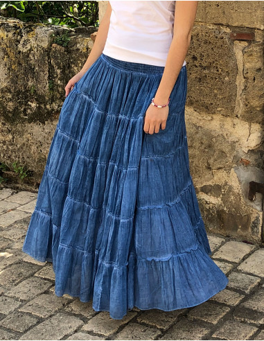 Cotton voile overdyed skirt with lining