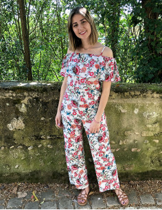 Long viscose jumpsuit with bohemian print