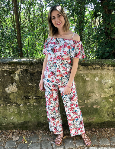 Long viscose jumpsuit with bohemian print