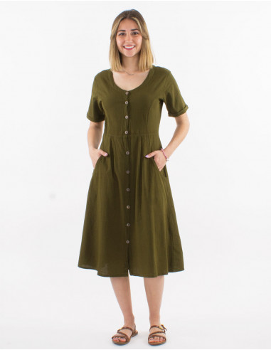 Robe coton sw boutonnée manches courtes