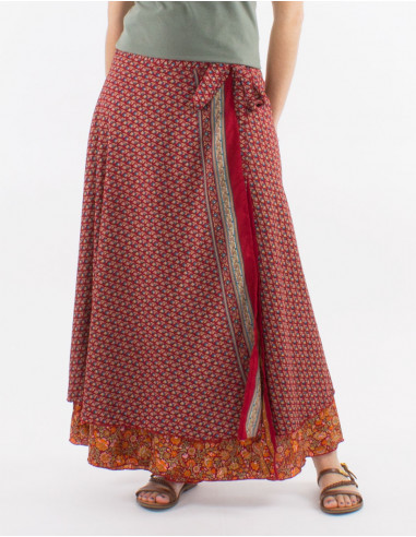 Long polyester wrap-around sari skirt