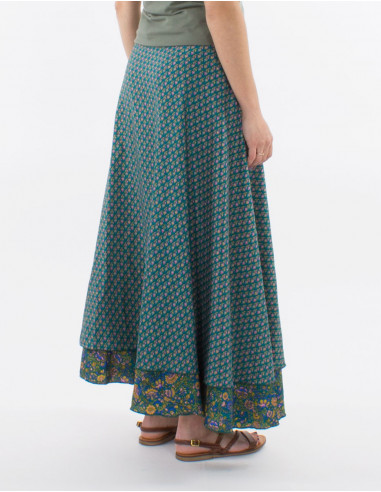 Long polyester wrap-around sari skirt