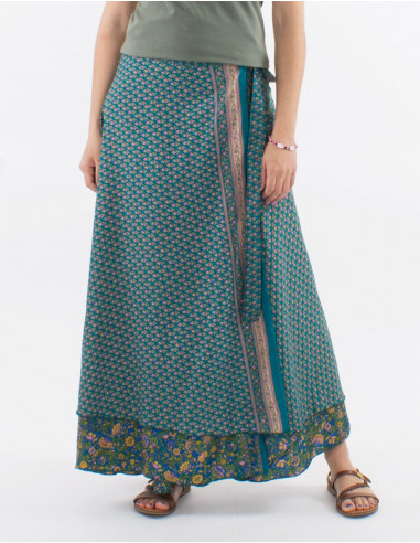 Long polyester wrap-around sari skirt