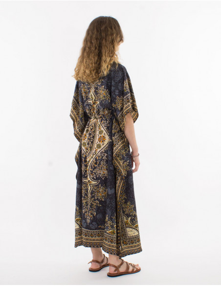 Long kaftan polyester printed dress