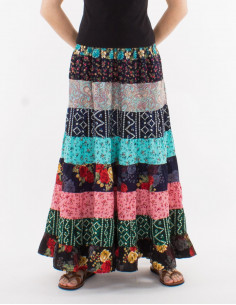 Jupe longue polyester à volants imprimé 2