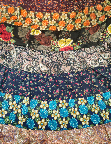 Jupe longue polyester à volants imprimé