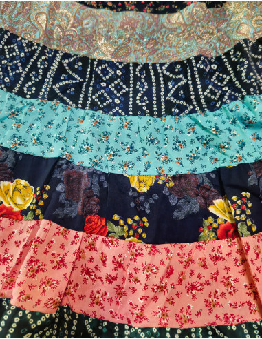 Jupe longue polyester à volants imprimé