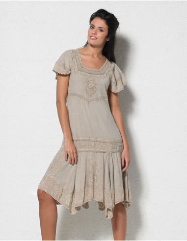 Rayon dress sw with short sleeves