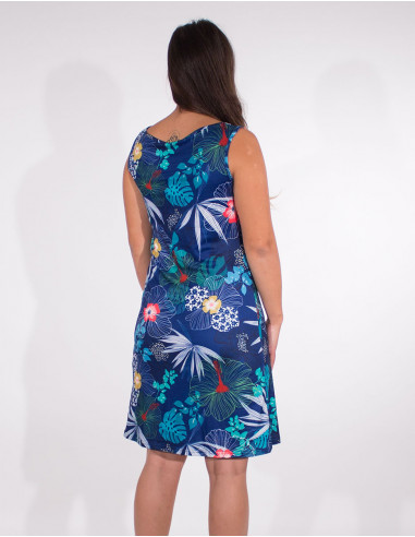 Hibiscus print 95% polyester 5% elastane knitted dress