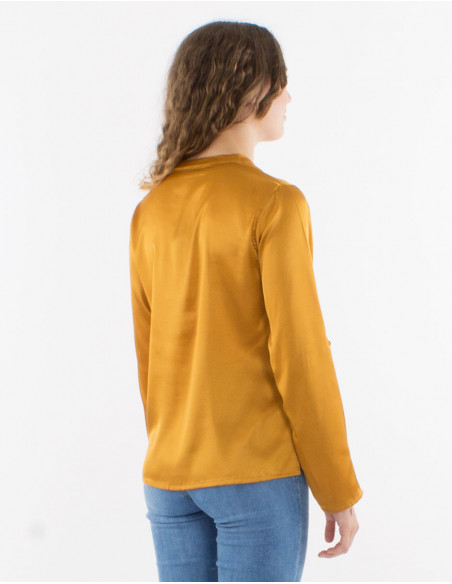 Chemisier polyester satin boutonné