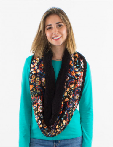 Echarpe snood maille 95% polyester 5% élasthanne doublée imprimé Peace