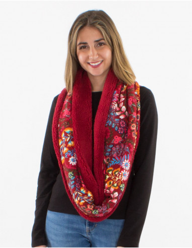 Knitted scarf snood 95% polyester 5% elastane with "peace" print