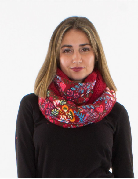 Echarpe snood maille 95% polyester 5% élasthanne doublée imprimé Peace