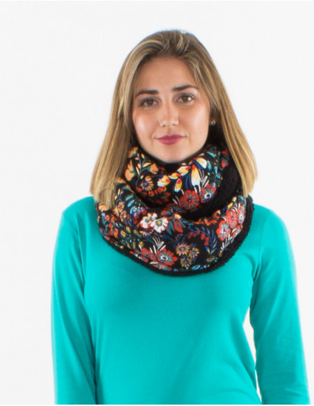 Echarpe snood maille 95% polyester 5% élasthanne doublée imprimé Peace