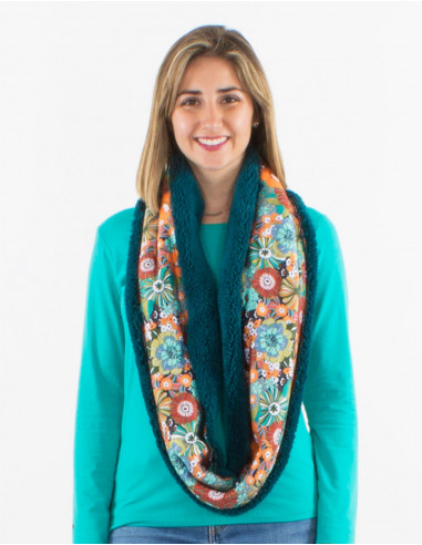 Knitted scarf snood 92% polyester 8% elastane with "pop" print