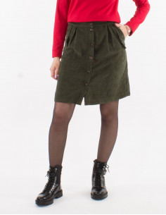 Jupe 88% polyester 12% polyamide boutonnée velours côtelé 2