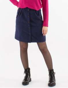 Jupe 88% polyester 12% polyamide boutonnée velours côtelé 2