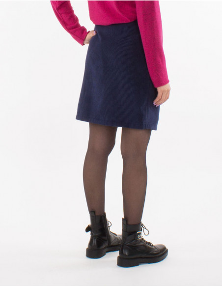 Jupe 88% polyester 12% polyamide boutonnée velours côtelé