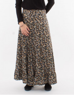 Jupe longue polyester doublée imprimé doré 2