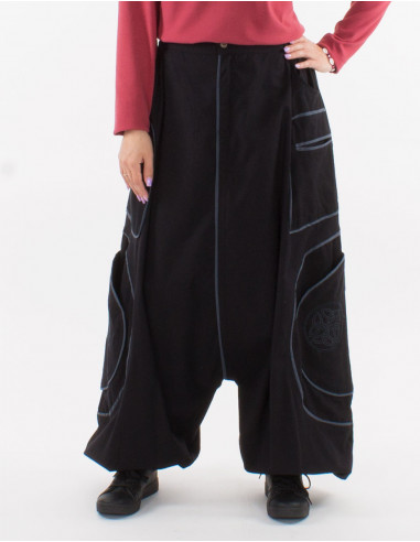 Cotton unisex sarouel with celtic embroideries