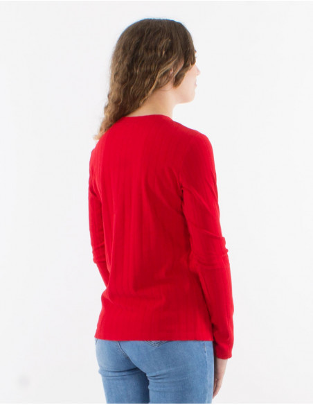 Knitted sweater 90% polyester 10% elastane with v neckline