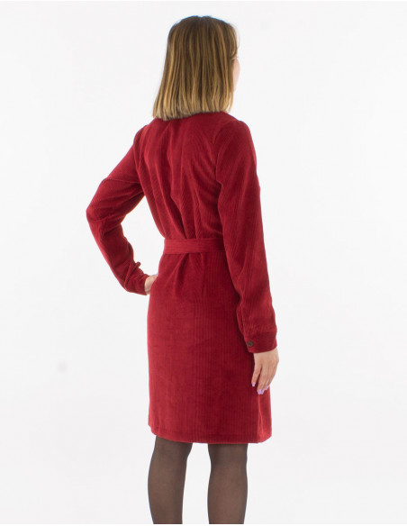 Corduroy 88% polyester 12% polyamide buttoned dress