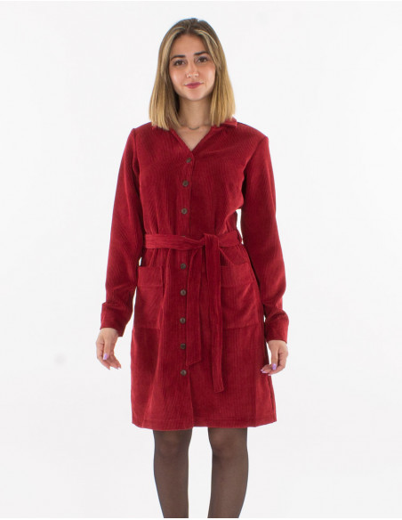 Corduroy 88% polyester 12% polyamide buttoned dress