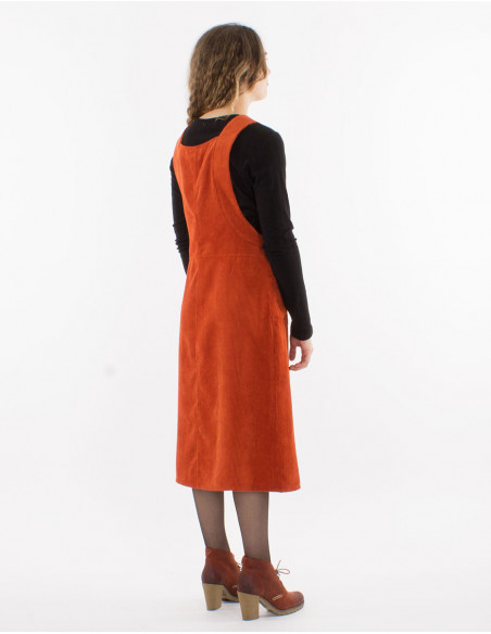 Robe 88% polyester 12% polyamide haut salopette velours côtelé