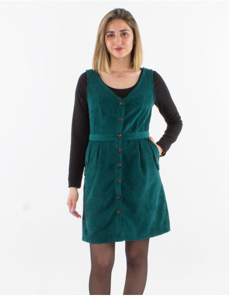 Corduroy 88% polyester 12% polyamide buttoned dress