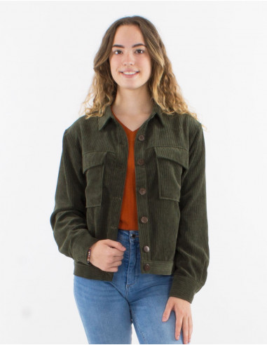 Corduroy 88% polyester 12% polyamide buttoned jacket