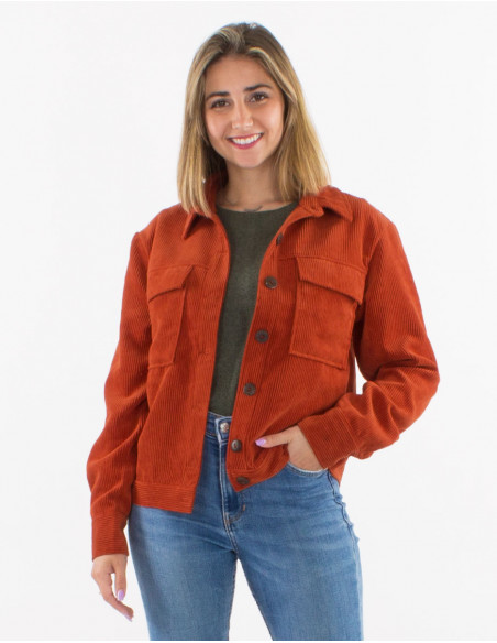 Corduroy 88% polyester 12% polyamide buttoned jacket