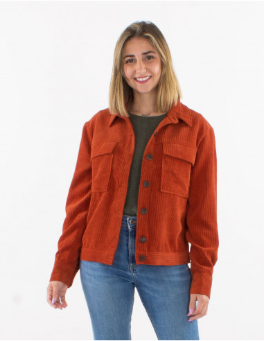 Corduroy 88% polyester 12% polyamide buttoned jacket