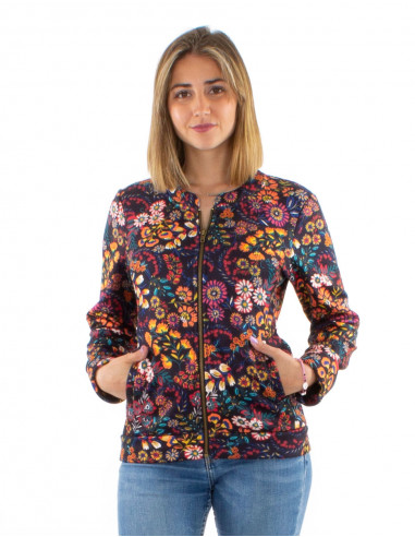 Knitted jacket 95% polyester 5% elasthane bounded with "peace" print