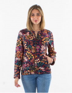 Knitted jacket 95% polyester 5% elasthane bounded with "peace" print 2