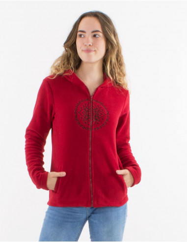 Knitted polyester polar jacket with wood