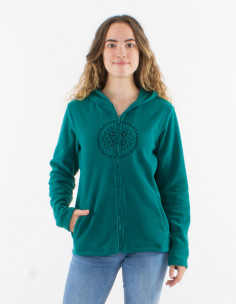 Veste maille polyester polaire capuche broderie rosace 2