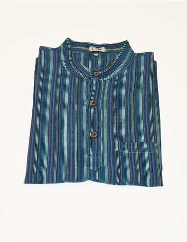 Cotton striped gent shirt with long sleeves and round buttons